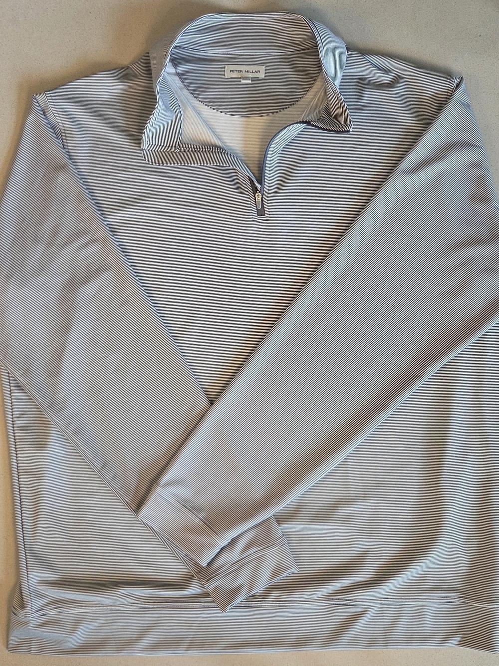 038-Peter Millar Men’s Light Blue Quarter-Zip Performance Sweater